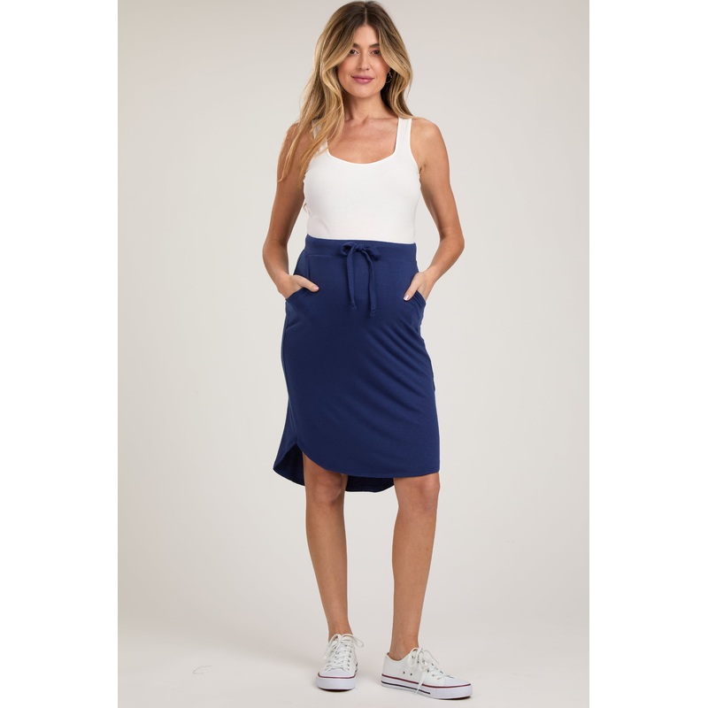 Light Navy Blue Maternity Skirt