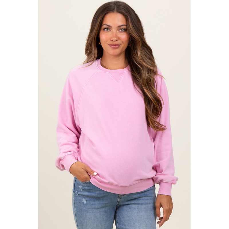 Pink Vintage Wash Relaxed Fit Maternity Sweatshirt