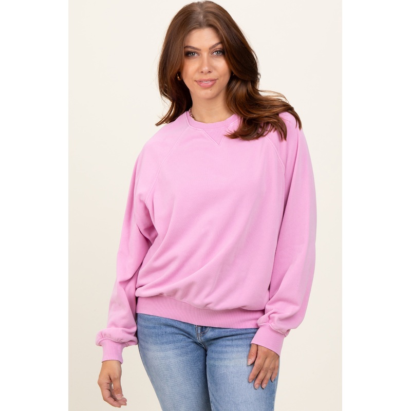 Pink Vintage Wash Relaxed Fit Sweatshirt
