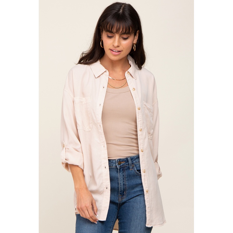 Beige Button Down Top