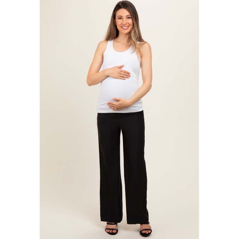 Black Wide Leg Maternity Trousers