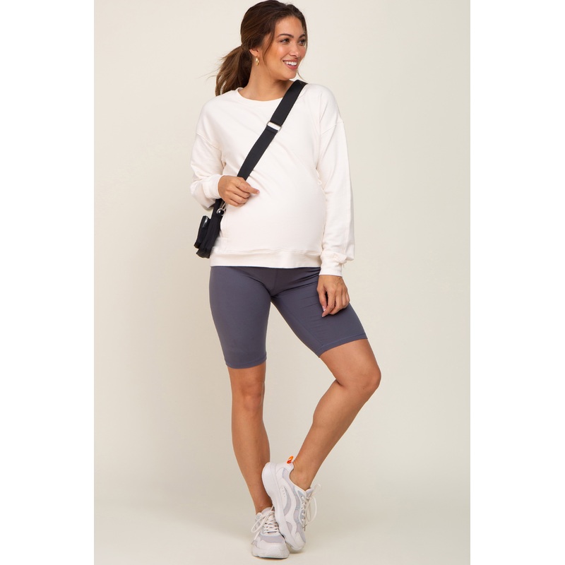 Charcoal High Waist Maternity Bike Shorts