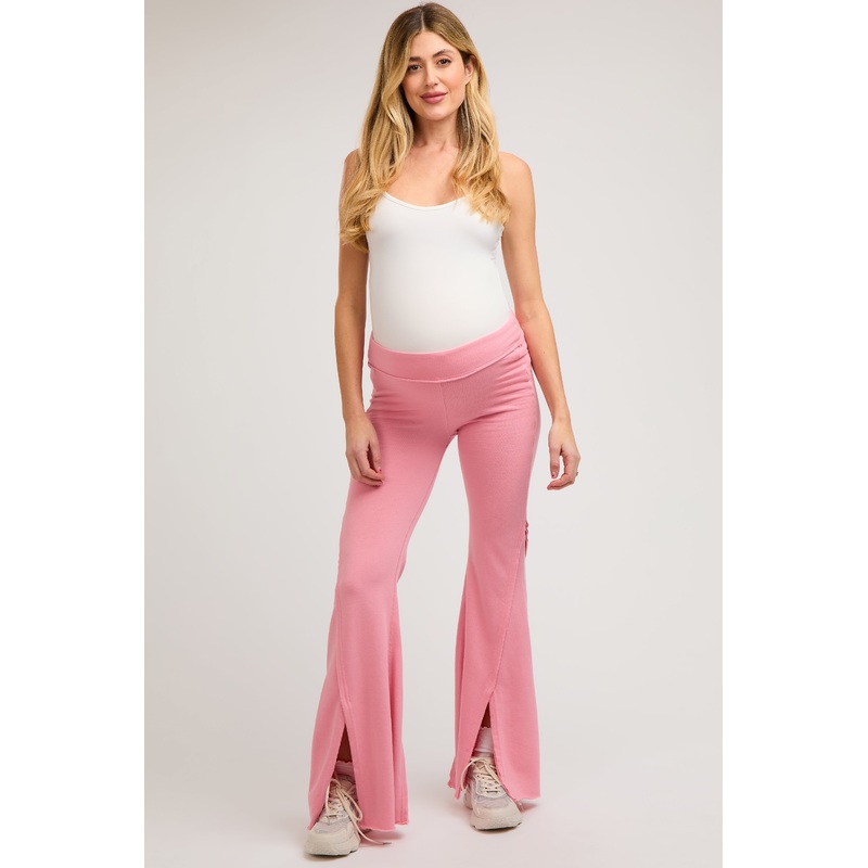Pink Terry Flare Maternity Lounge Pants