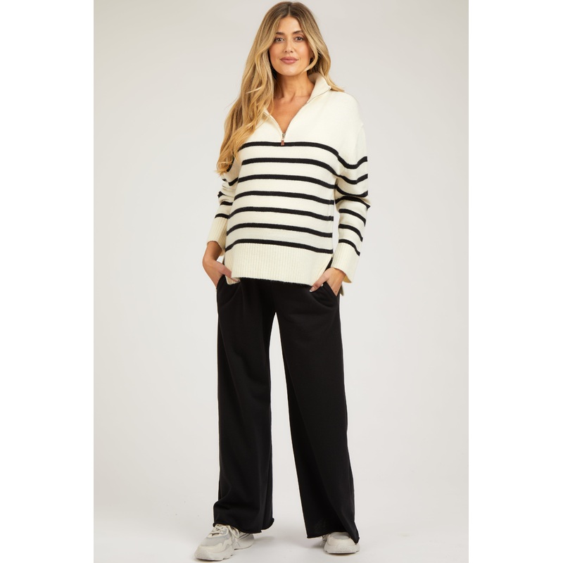 Black Soft Fleece Wide Leg Maternity Lounge Pants