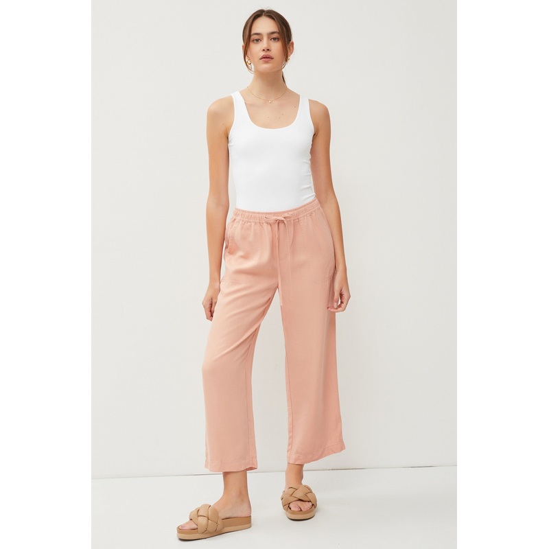 Salmon Front Tie Cropped Pants