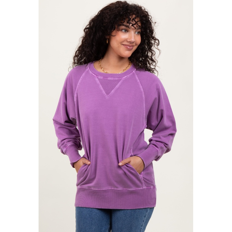 Violet Vintage Wash French Terry Pullover