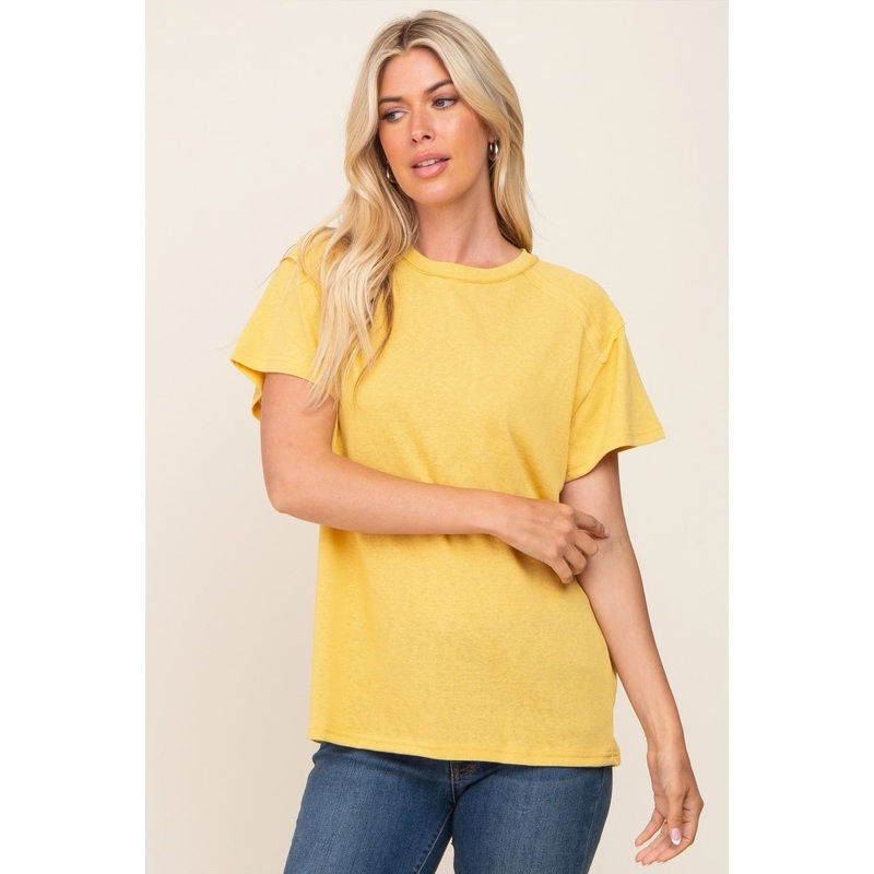 Yellow Raw Hem Tee