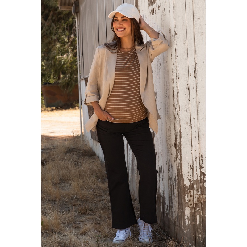 Black Fitted Ankle Length Maternity Pants