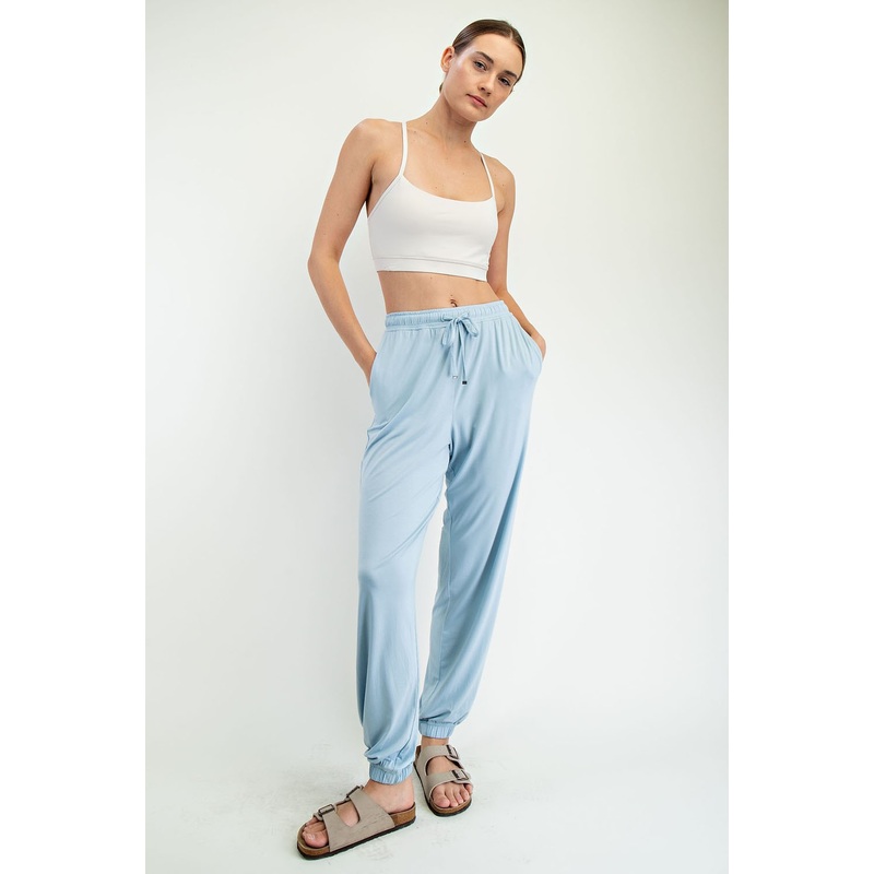 Light Blue Drawstring Jogger Pants