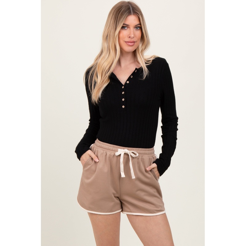 Mocha White Trim Shorts