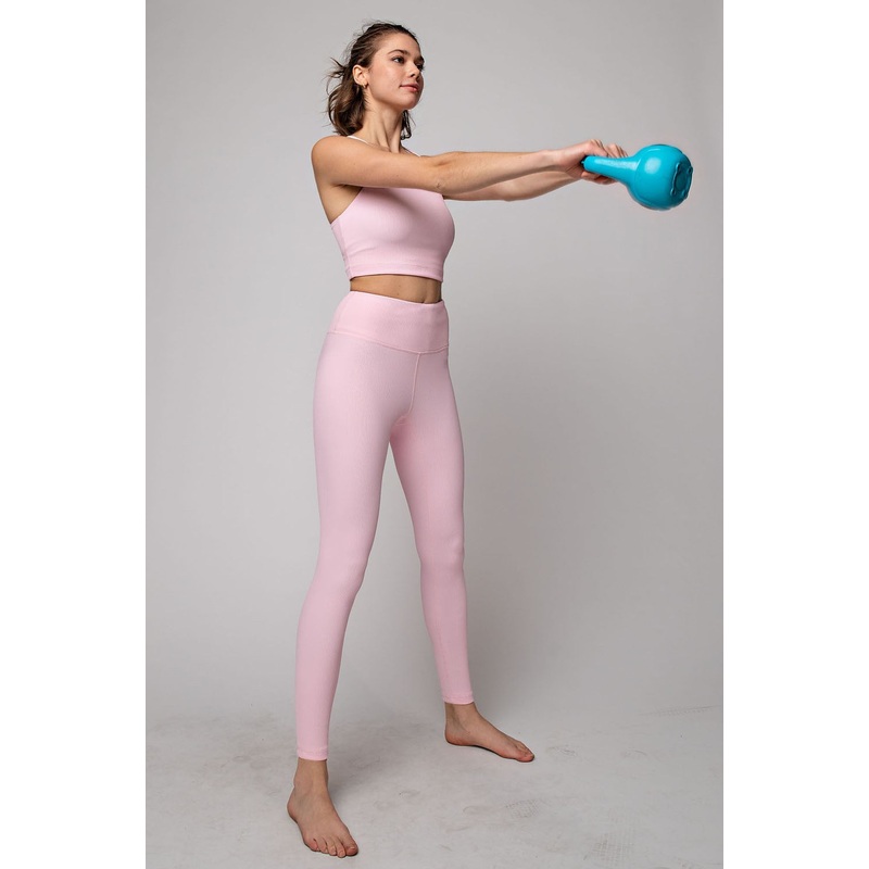 Pink Ribbed Leggings