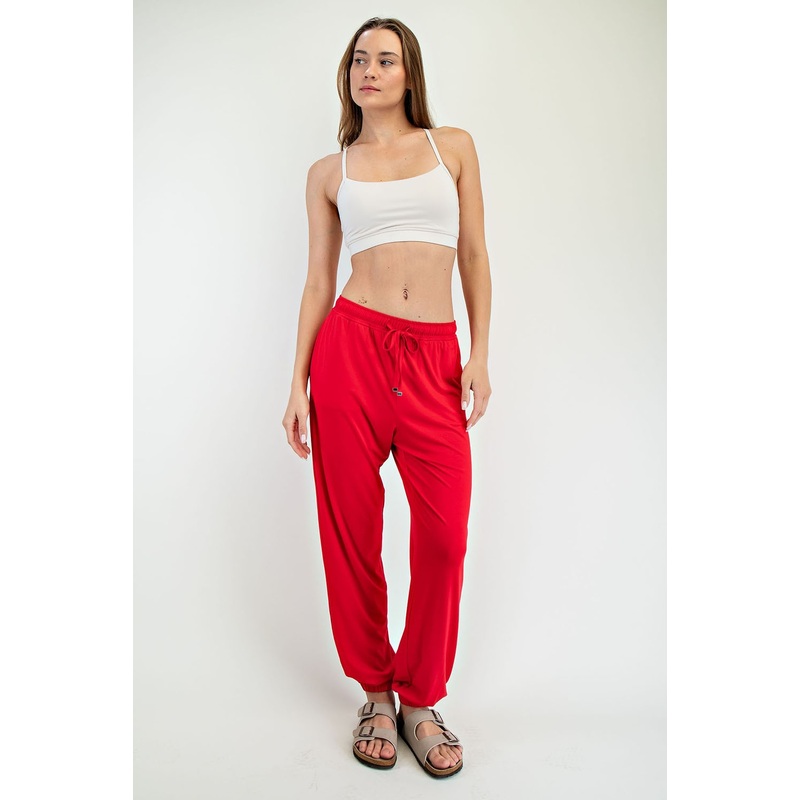 Red Drawstring Jogger Pants