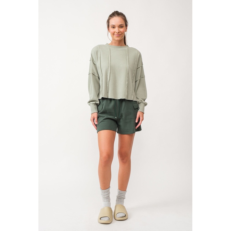 Forest Green Side Pocket Drawstring Sweat Shorts