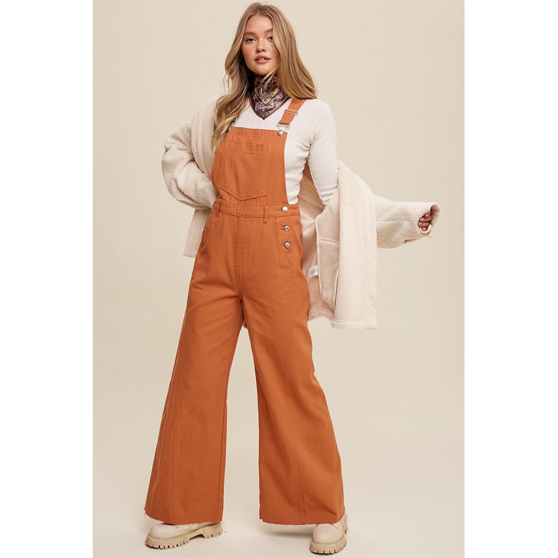 Rust Denim Retro Wide Opening Overalls