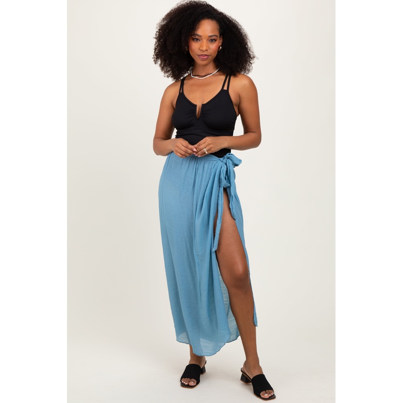 Blue Loose Beach Cover Up Skirt