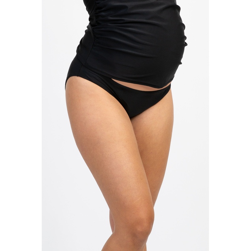 Black Solid Maternity Bikini Bottoms