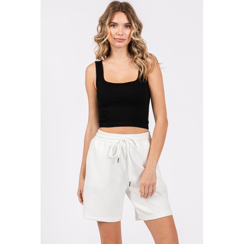 Cream Drawstring Shorts