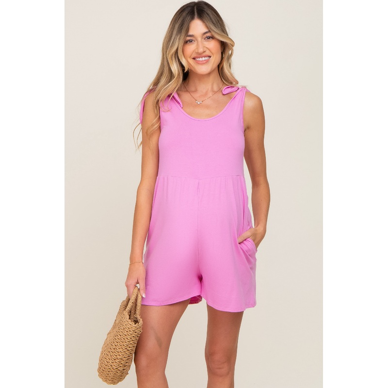 Pink Knot Strap Maternity Romper