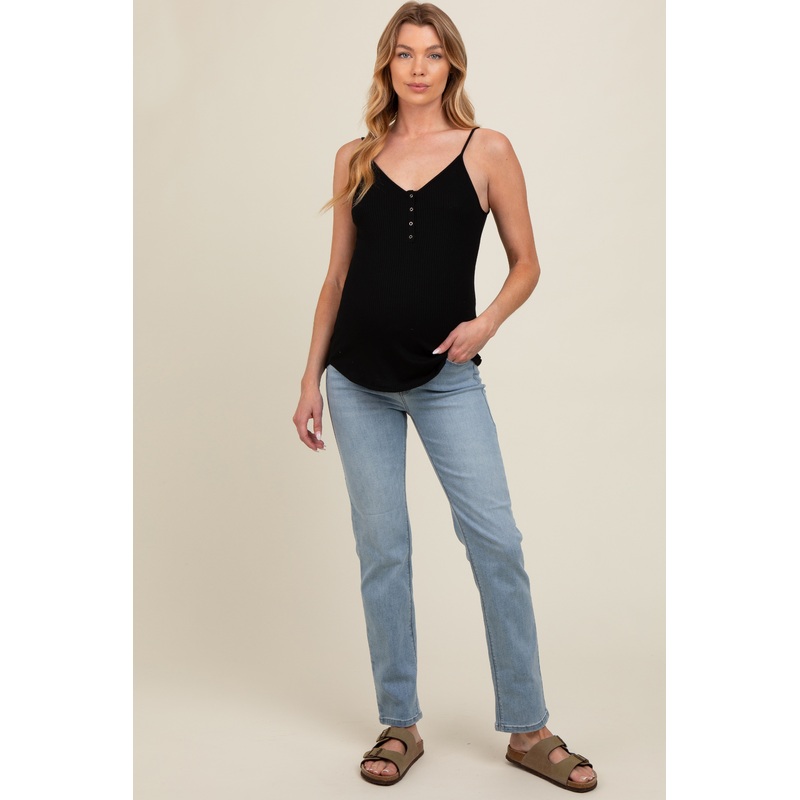 Light Blue Basic Maternity Slim Straight Leg Jeans