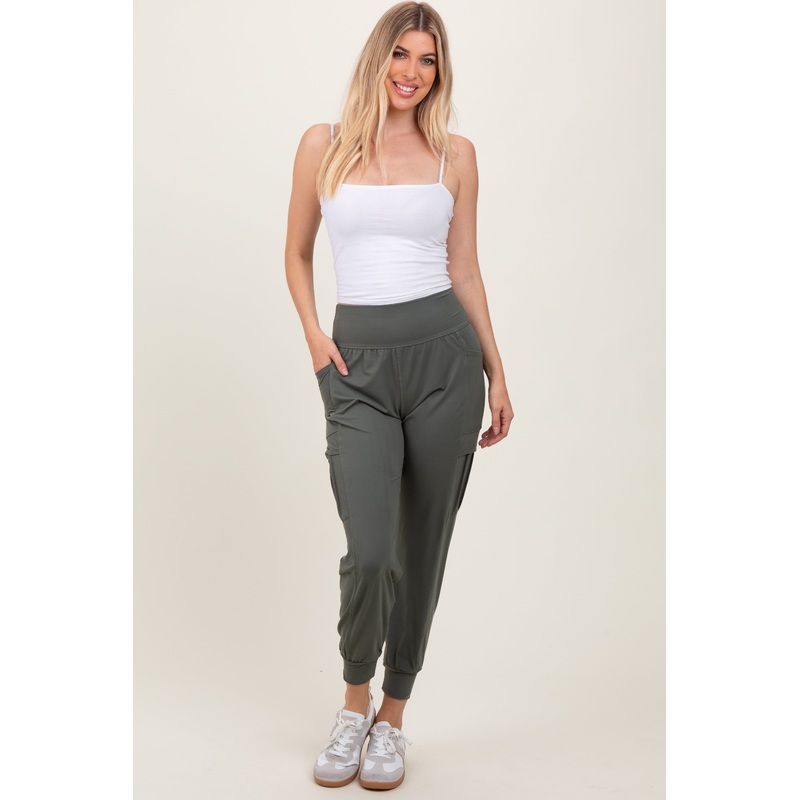 Olive Cargo Pocket Jogger Pants