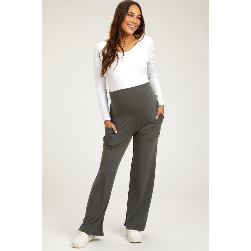 Gray Maternity Yoga Pants