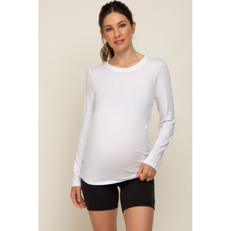 White Long Sleeve Maternity Top