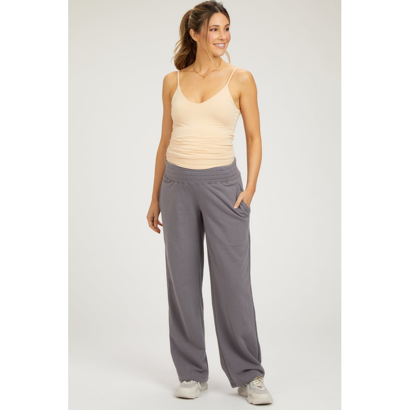 Gray Fleece Lined Maternity Lounge Pants