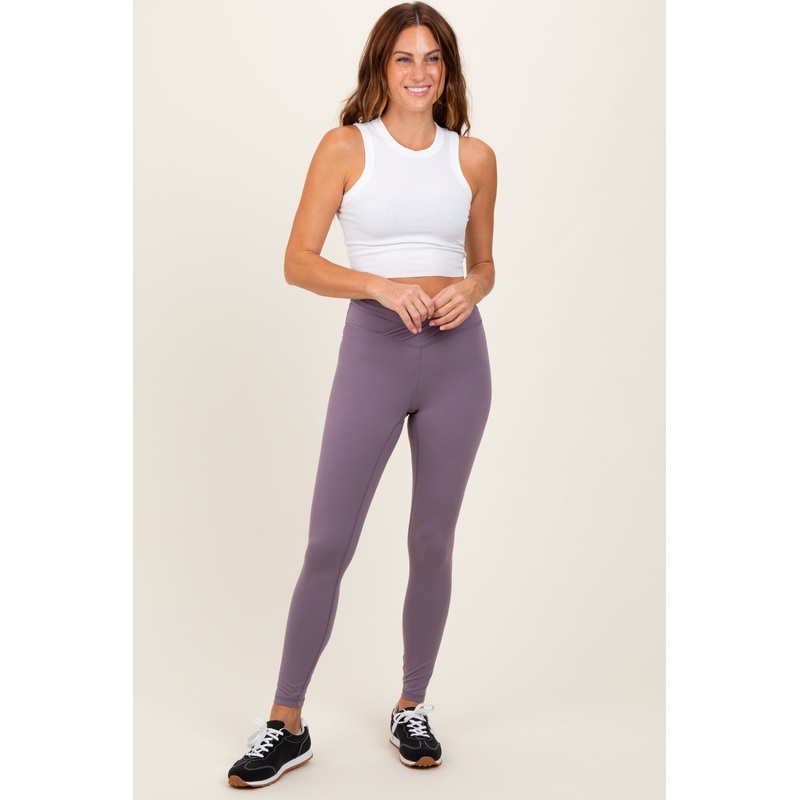 Violet Crossover Waistline Leggings
