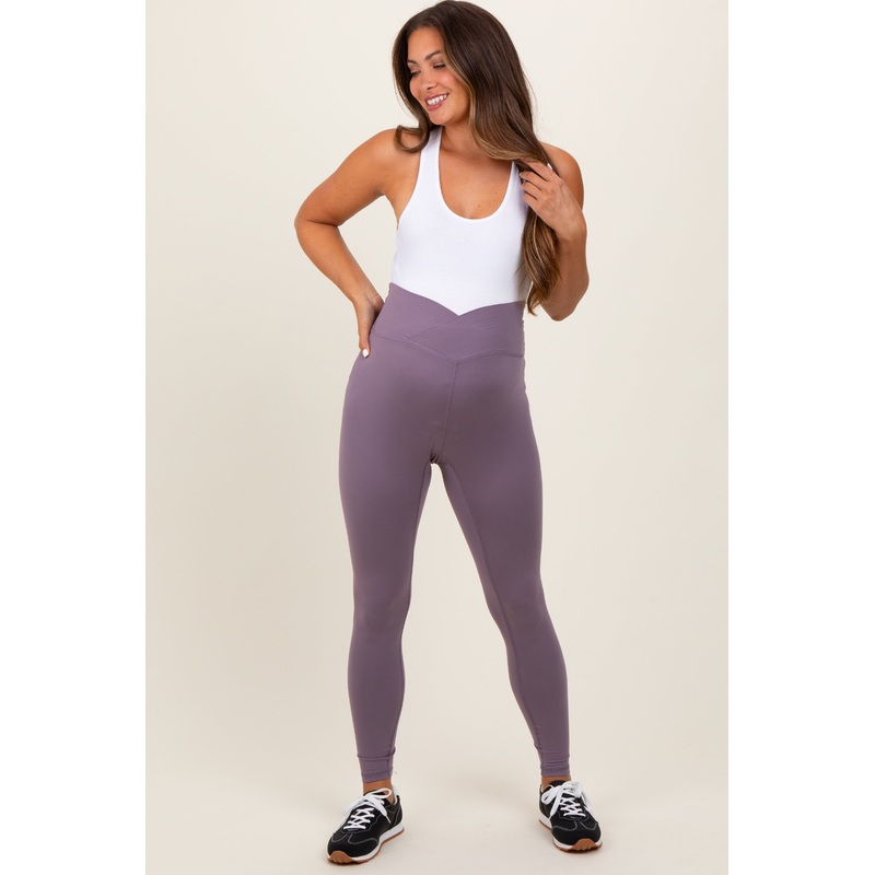 Violet Crossover Waistline Maternity Leggings