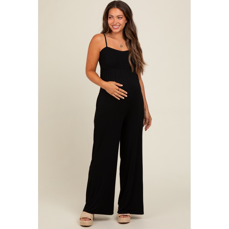 Black Wide Leg Maternity Jumpsuit