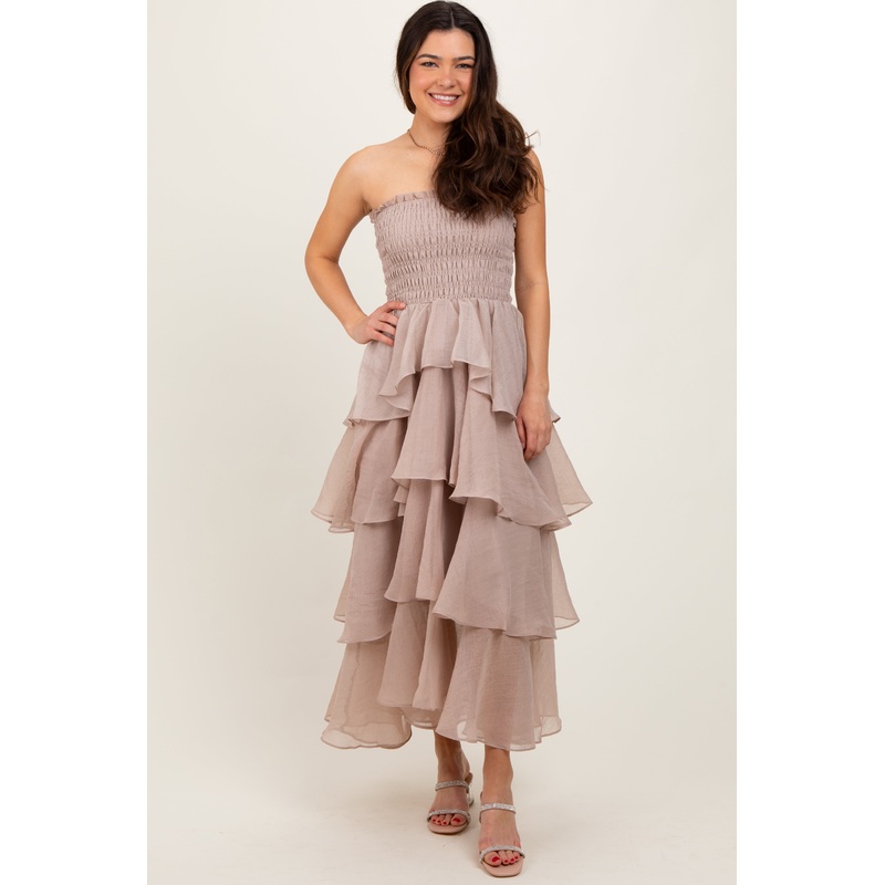 Beige Layered Maxi Dress