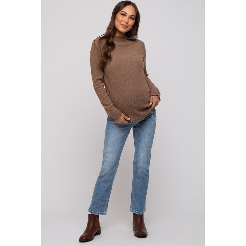 Light Blue Distressed Crop Maternity Jeans