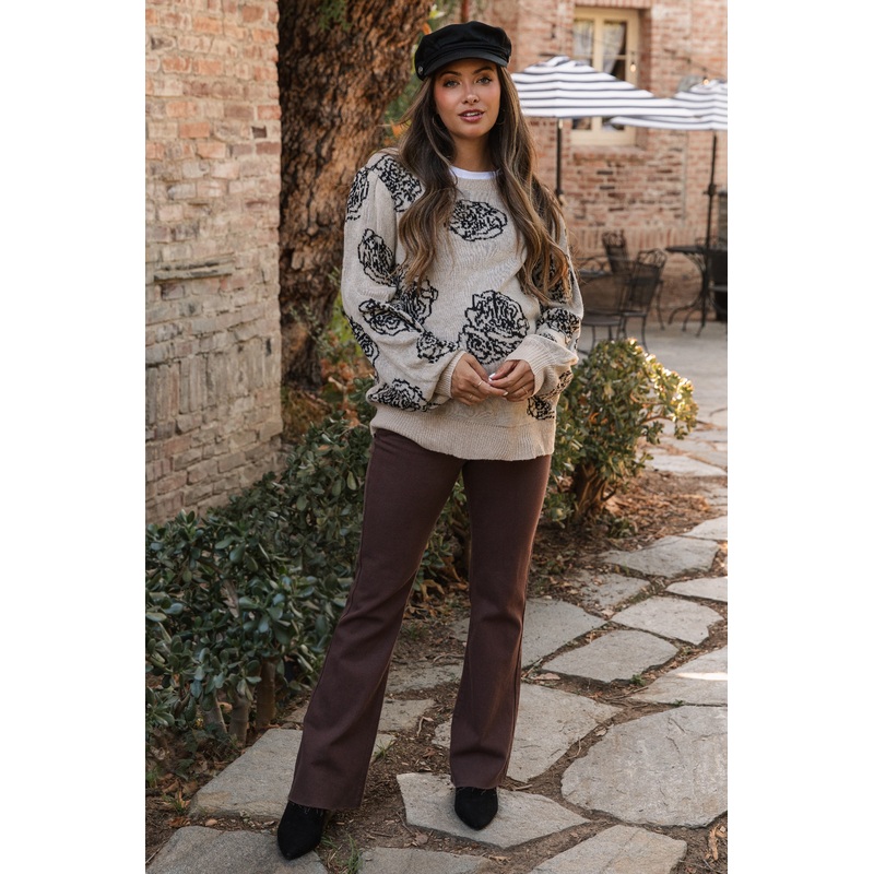 Brown Flare Leg Raw Hem Maternity Jeans