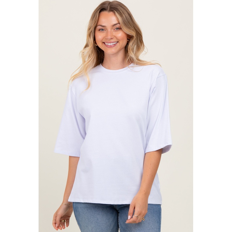White Crew Neck Oversized Tee