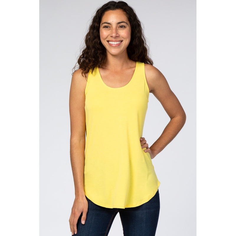 Yellow Rounded Hem Sleeveless Top