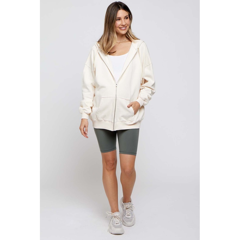 Cream Hooded Maternity Jacket