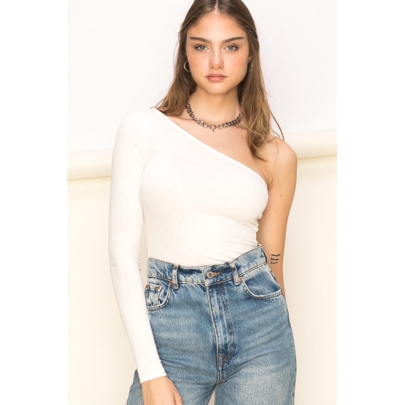 Off White One-Shoulder Bodysuit