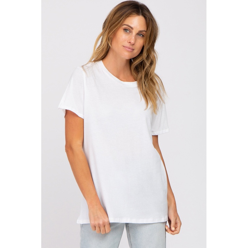 White Oversized Short Sleeve Top