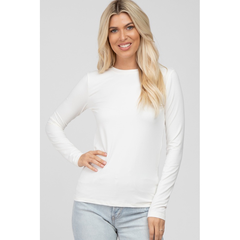 White Long Sleeve Basic Top