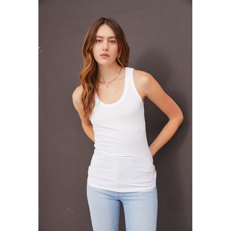 White Sleeveless Ribbed Top