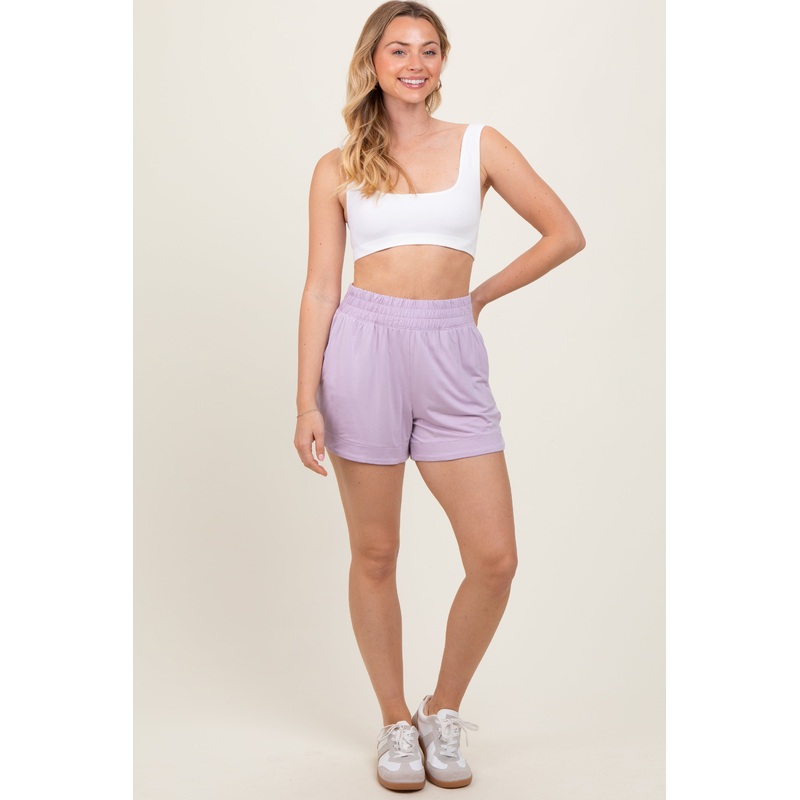 Lavender Basic Rounded Hem Shorts