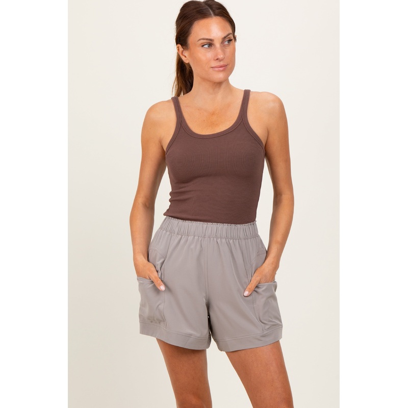 Taupe Elastic Cargo Shorts
