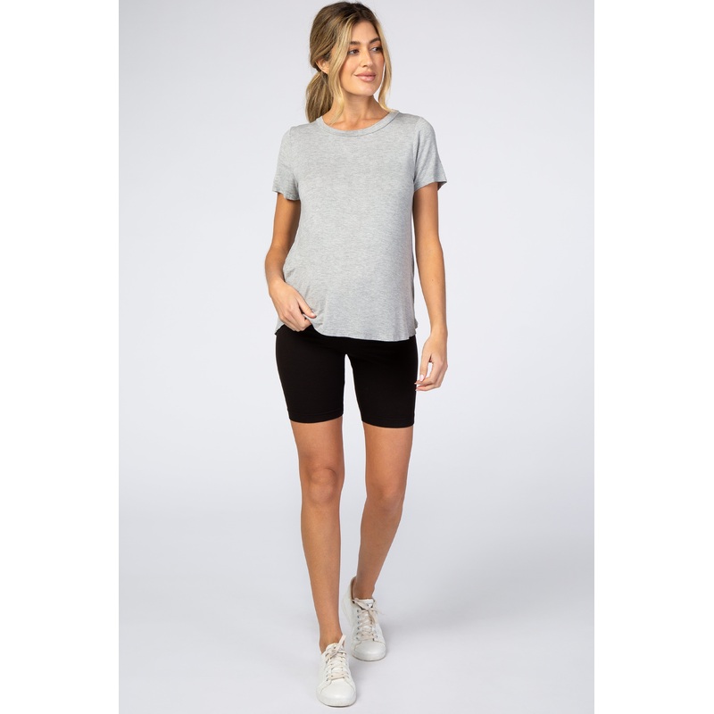 Black Ribbed Maternity Bike Shorts
