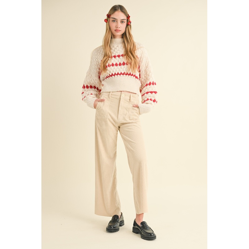 Beige Mixed Corduroy With Pocket Pants