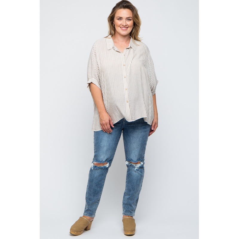 Blue Distressed Ripped Knee Maternity Plus Jeans