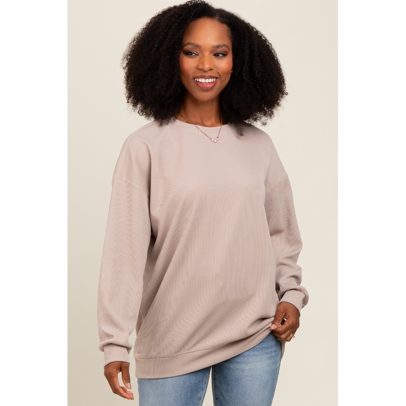 Beige Drop Shoulder Sweatshirt