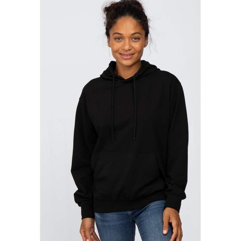 Black Basic Hooded Sweatshirt