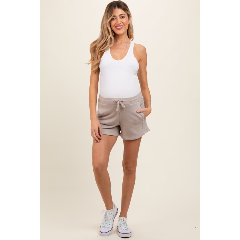 Taupe Terry Maternity Shorts
