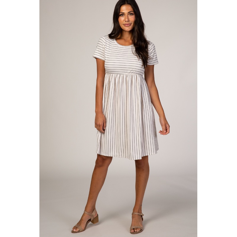 White Striped Babydoll Dress