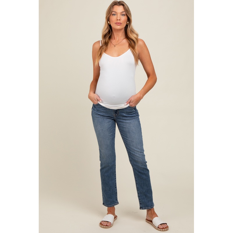 Blue Slim Straight Maternity Jeans
